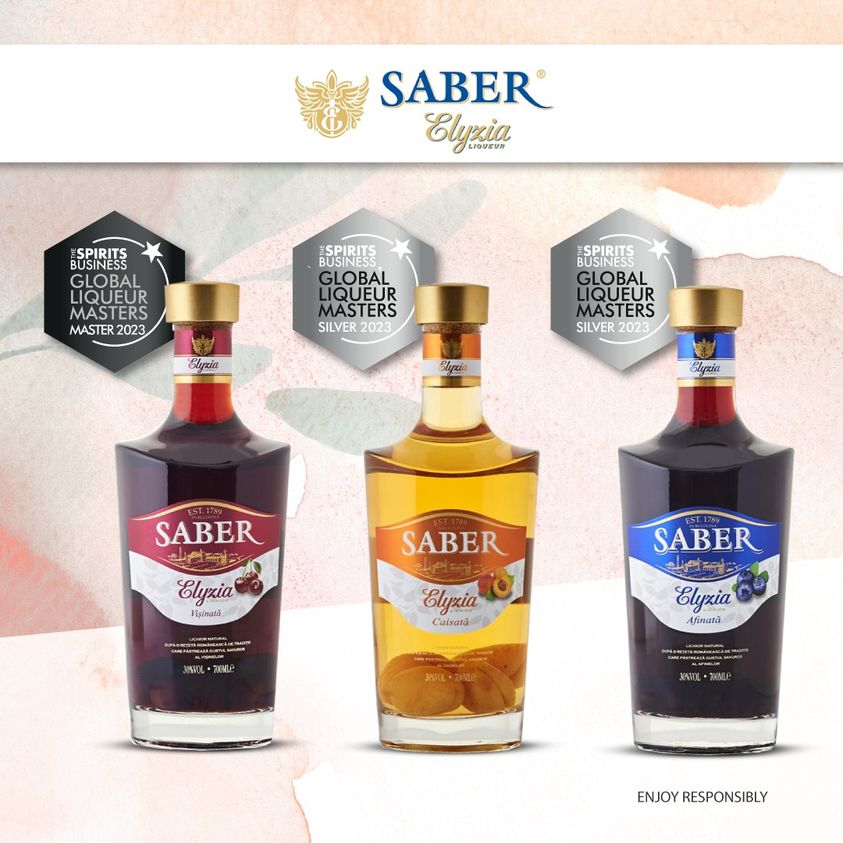 Lichiorurile SABER Elyzia Premium au obținut o medalie Master și două medalii de argint în cadrul The Spirits Business Global Liqueur Awards